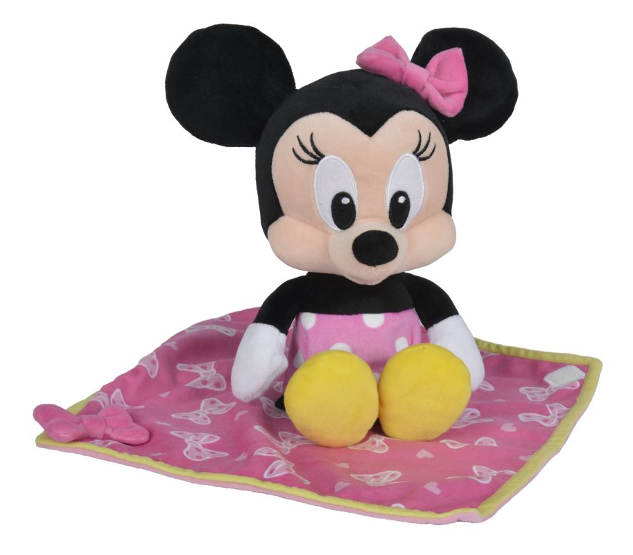 Minnie souris peluche couverture rose jaune noeud 